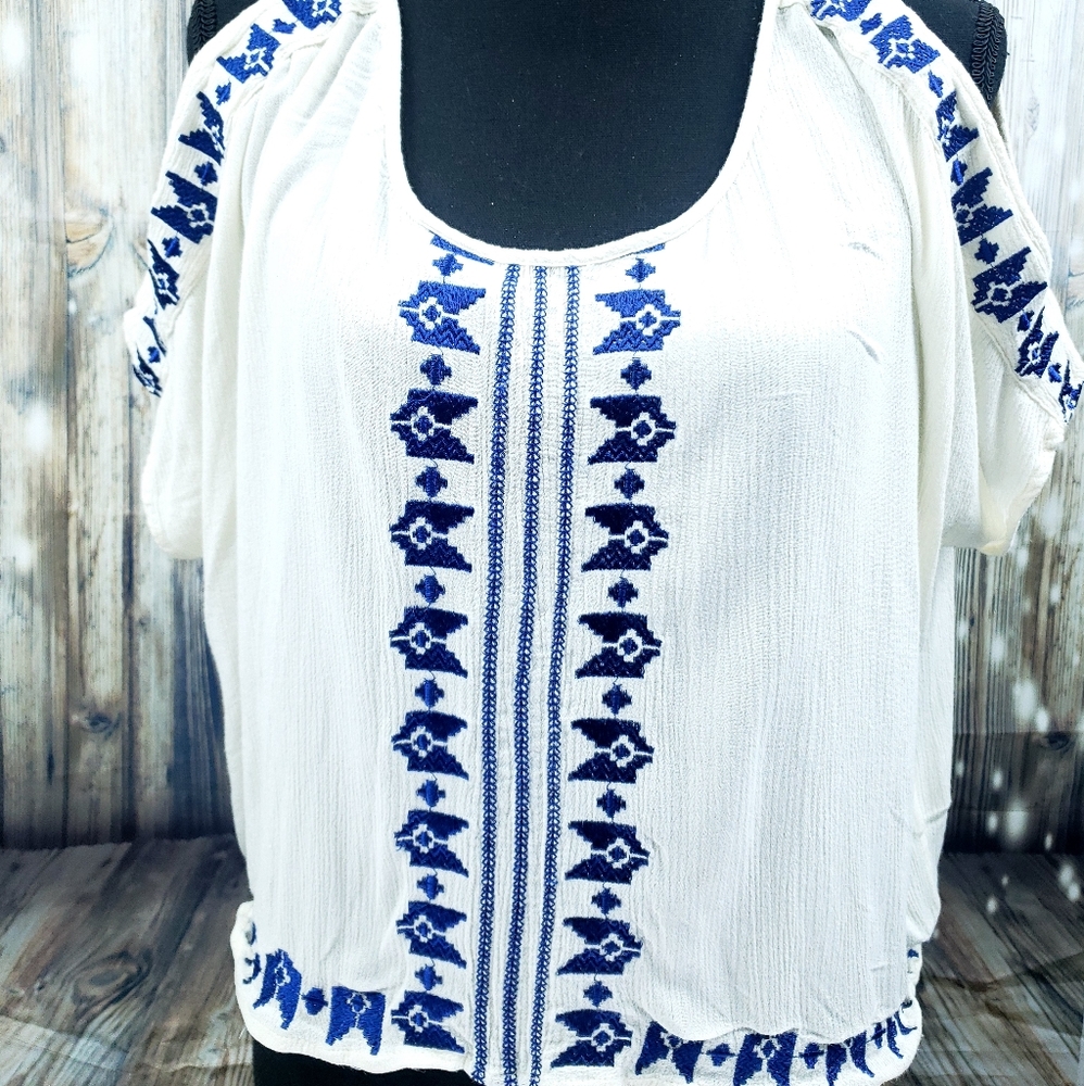 Honey Punch Blue White Grecian inspired Tunic